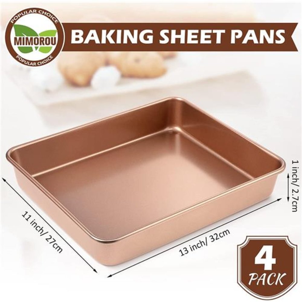 4 Pcs 13 Inch Baking Sheets for Oven Pan Nonstick Oven Tray Deep Size 1 Inch